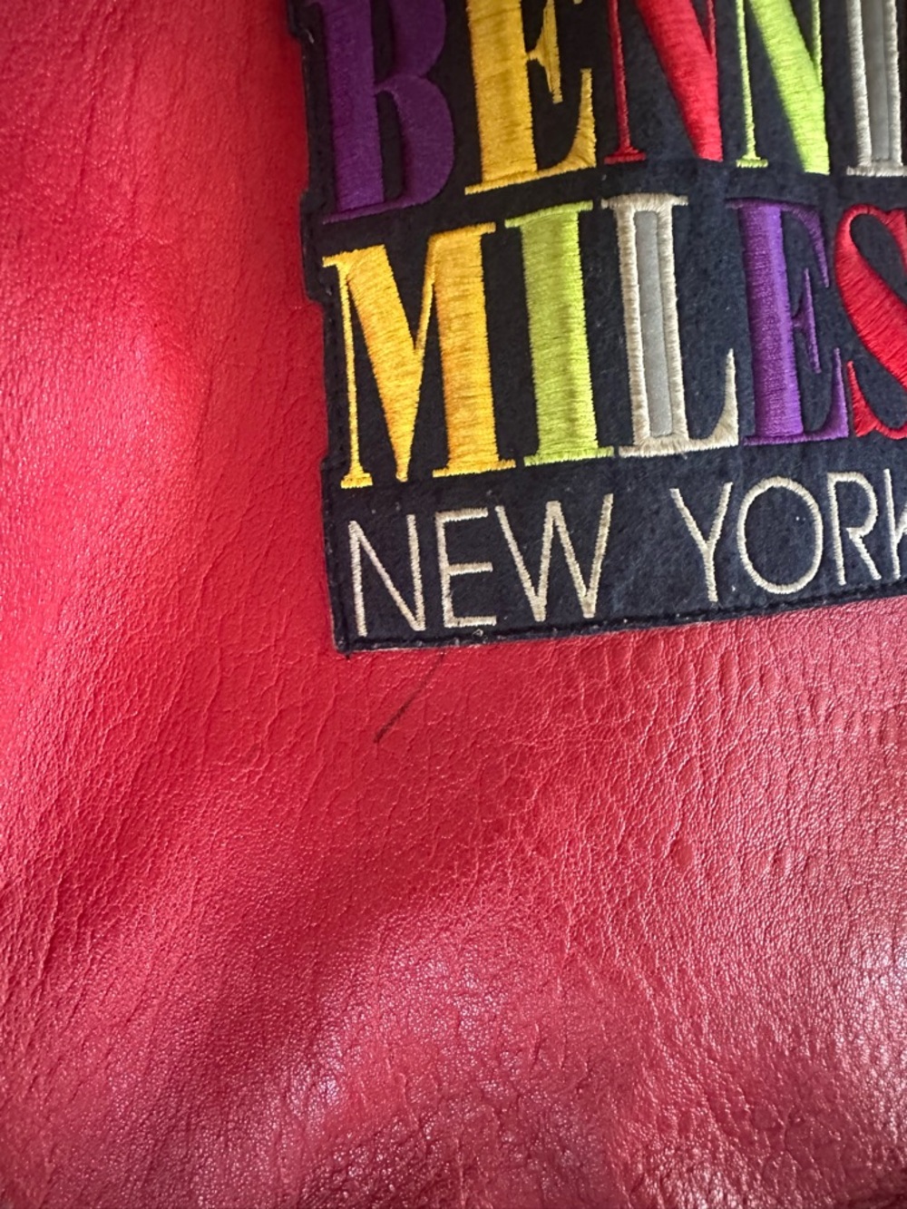 Sir Benni Miles Red Leather Patch Jacket XL MVP VIP Hustla Vintage Streetwear - Picture 10 of 15